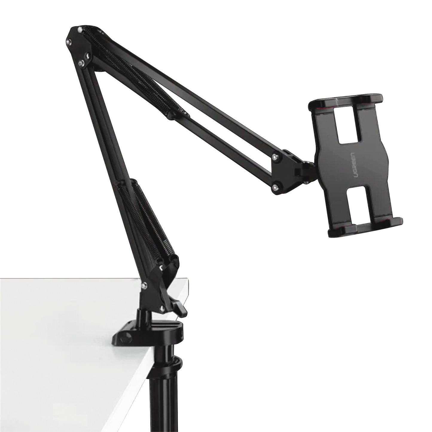 50394|Soporte para Tableta con Brazo tipo Perezoso / Brazo Ajustable y Cabezal de 360° / 3 Perillas de Ajuste / Soporta dispositivos de 4'' a 12.9'' de hasta 1.5 KG / ABS + Metal de Alta Calidad.