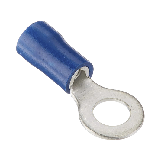 AE34162|Terminal tipo ojo / 1 / 4 " / 16 - 14 AWG / Az??l / Paquete de 25 piezas.