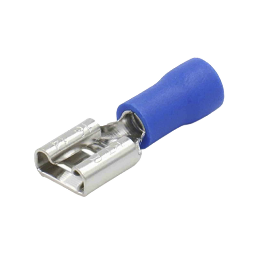 AE55095|Terminal tipo hembra aislada 0.250 / 16 - 14 AWG / Az??l / Para bater?¡as con terminal F1 / Paquete de 25 piezas.