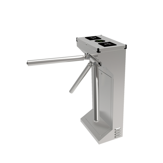 AP1000HDM|(MOTORIZADO, SIN CONTACTO),Torniquete Industrial en Acero Inoxidable, Bidireccional, USO RUDO, Espacio para Lectora de Proximidad