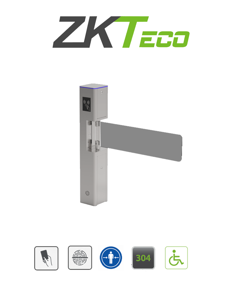 ZKTECO SBT2000S - Puerta de Cortesía Bidireccional de Alto Flujo / Carril de 90 cm / Alimentación AC 110V / Acero Inoxidable / Fácil Integración con Controles de Acceso Facial, Palma, Lector de QR, Proximidad y botones.