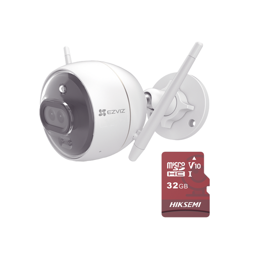 C3X/KM|Kit de Camara WiFi y Memoria Micro SD / Incluye 1 Pieza C3X y 1 Memoria MicroSD 32GB / Audio de Dos V?¡as / Colores en Oscuridad / Detecci??n Humana y de Veh?¡culo