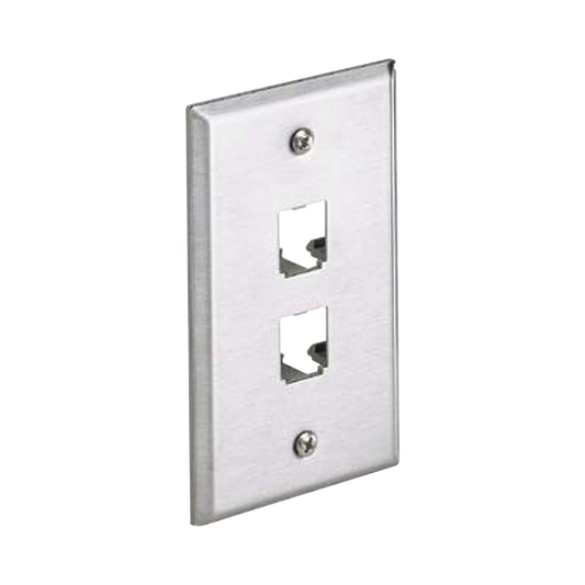 CFP2SY|Placa de Pared Vertical, de Acero Inoxidable, Salida Para 2 Puertos Mini-Com