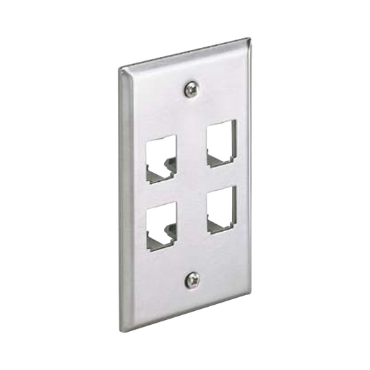 CFP4SY|Placa de Pared Vertical, de Acero Inoxidable, Salida Para 4 Puertos Mini-Com