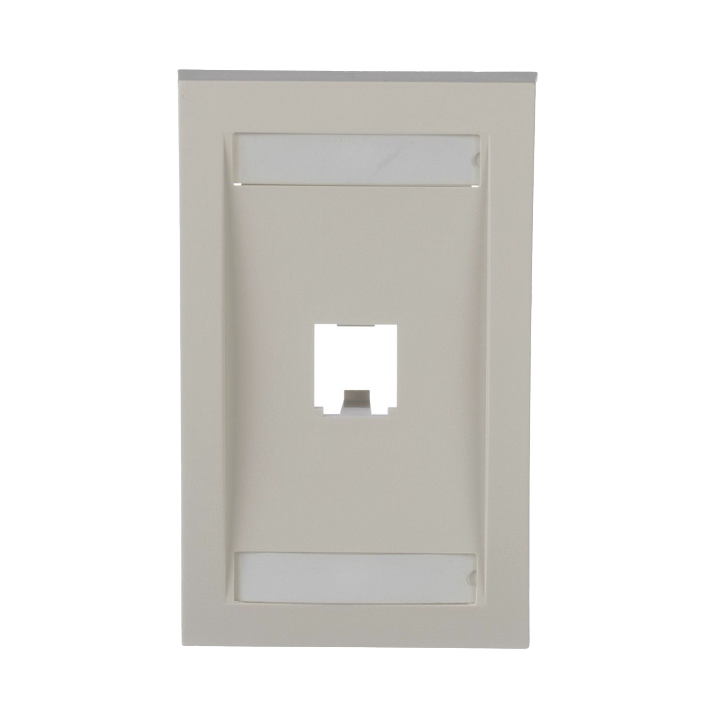 CFPE1IWY|Placa de Pared Vertical Ejecutiva, Salida Para 1 Puerto Mini-Com, Con Espacios Para Etiquetas, Color Blanco Mate