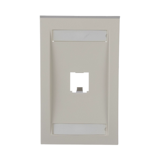 CFPE1IWY|Placa de Pared Vertical Ejecutiva, Salida Para 1 Puerto Mini-Com, Con Espacios Para Etiquetas, Color Blanco Mate