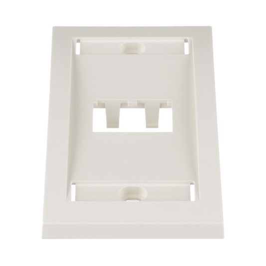 CFPE2IWY|Placa de Pared Vertical Ejecutiva, Salida Para 2 Puertos Mini-Com, Con Espacios Para Etiquetas, Color Blanco Mate