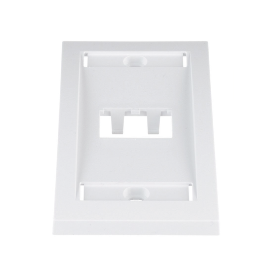CFPE2WHY|Placa de Pared Vertical Ejecutiva, Salida Para 2 Puertos Mini-Com, Con Espacios Para Etiquetas, Color Blanco