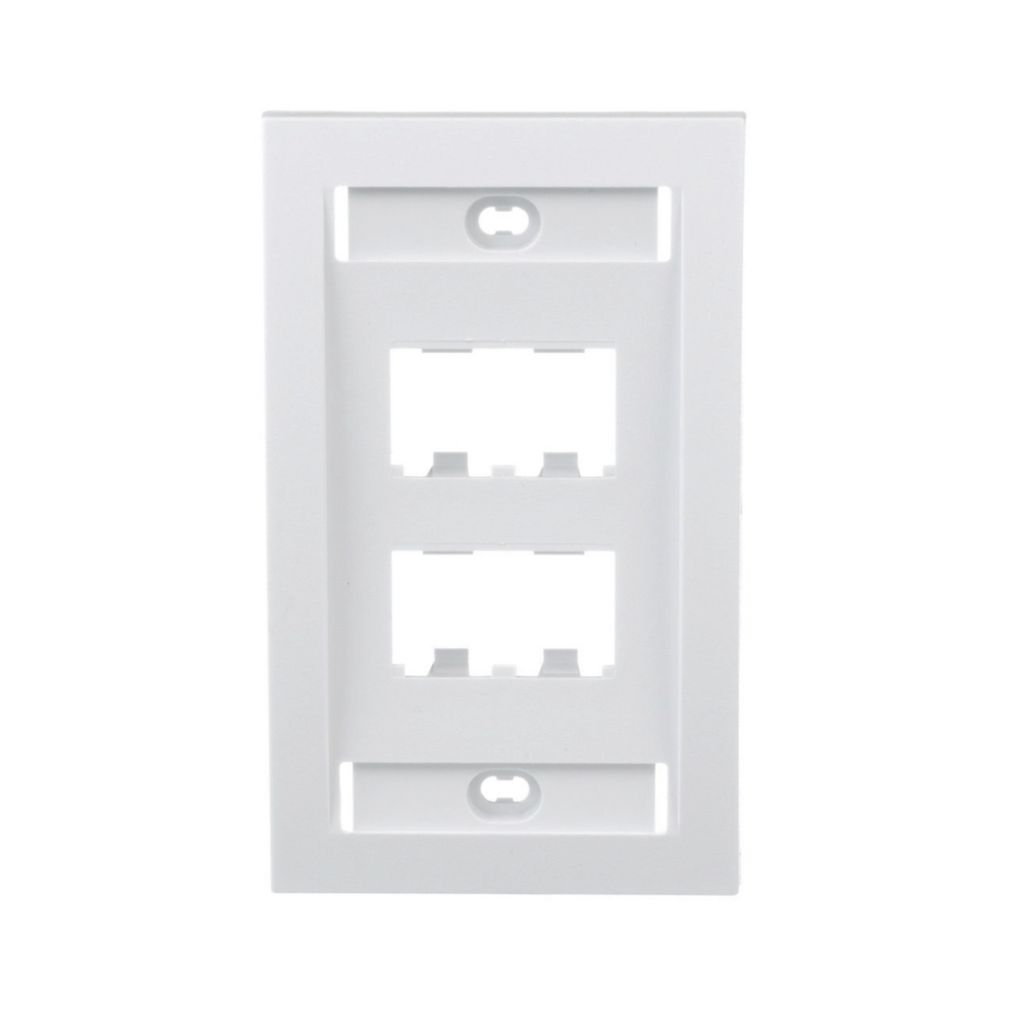 CFPE4WHY|Placa de Pared Vertical Ejecutiva, Salida Para 4 Puertos Mini-Com, Con Espacios Para Etiquetas, Color Blanco