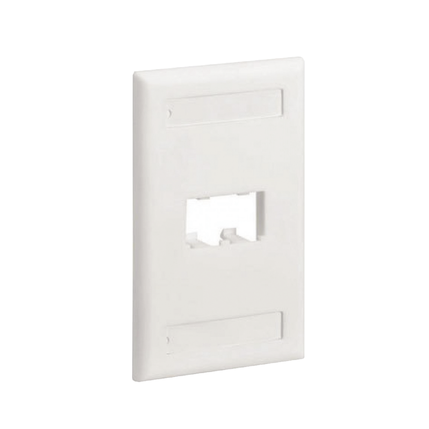 CFPL2WHY|Placa de Pared Vertical Clásica, Salida Para 2 Puertos Mini-Com, Con Espacios Para Etiquetas, Color Blanco