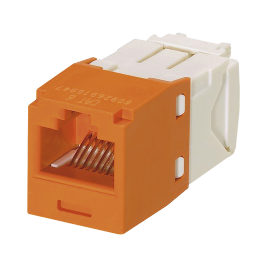 CJ688TGOR|Conector Jack RJ45 Estilo TG, Mini-Com, Categor?¡a 6, de 8 posiciones y 8 cables, Color Naranja