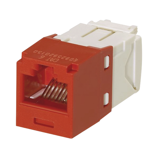 CJ688TGRD|Conector Jack RJ45 Estilo TG, Mini-Com, Categor?¡a 6, de 8 posiciones y 8 cables, Color Rojo