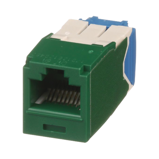 CJ6X88TGGR|Conector Jack RJ45 Estilo TG, Mini-Com, Categor?¡a 6A, de 8 posiciones y 8 cables, Color Verde