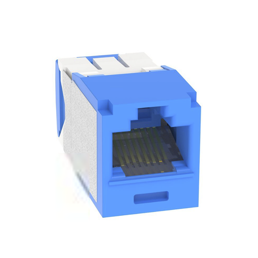 CJE6X88TGBU|Conector Jack RJ45 Estilo TG, Mini-Com, Categoría 6A, Con Gel Resistente a la Corrosión, de 8 posiciones y 8 cables, Color Azul