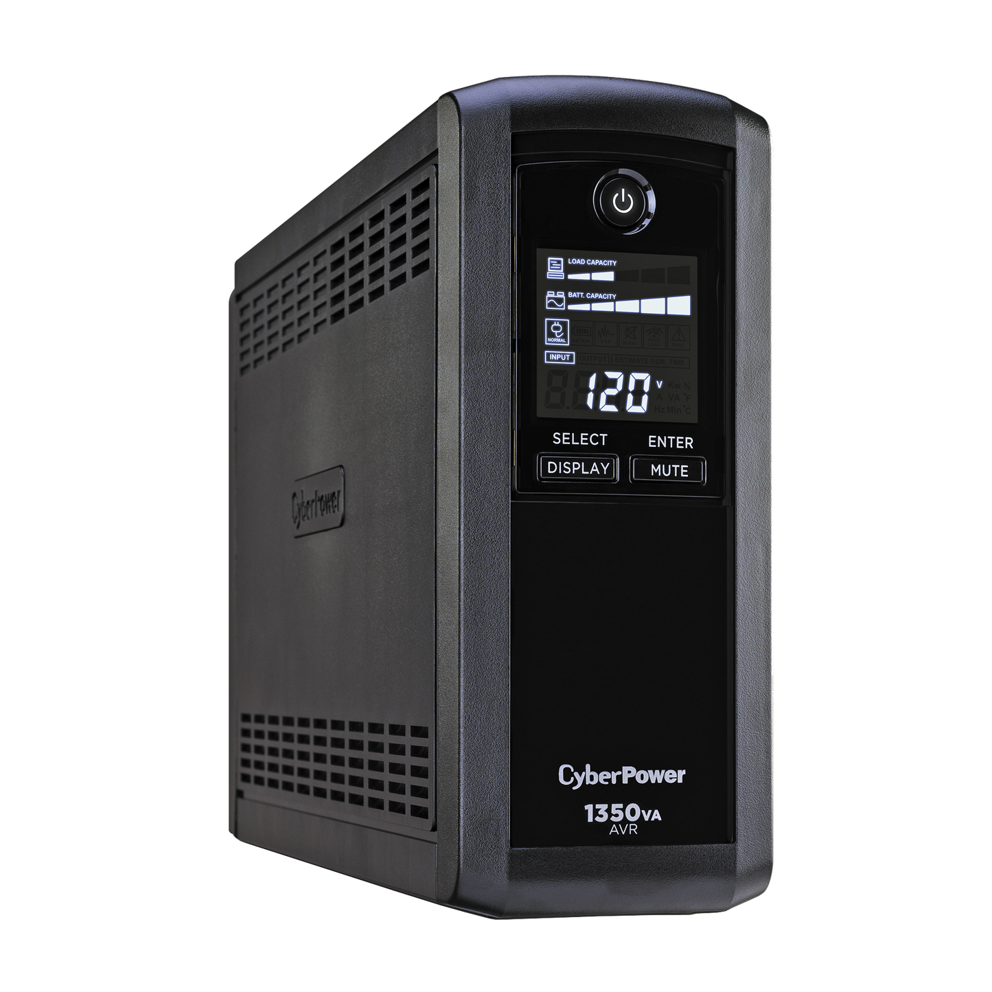 CP1350AVRLCD|UPS de 1350 VA/815 W, Topología Línea Interactiva, Entrada 120 Vca NEMA 5-15P, Tipo Mini Torre, Con 10 Tomas NEMA 5-15R
