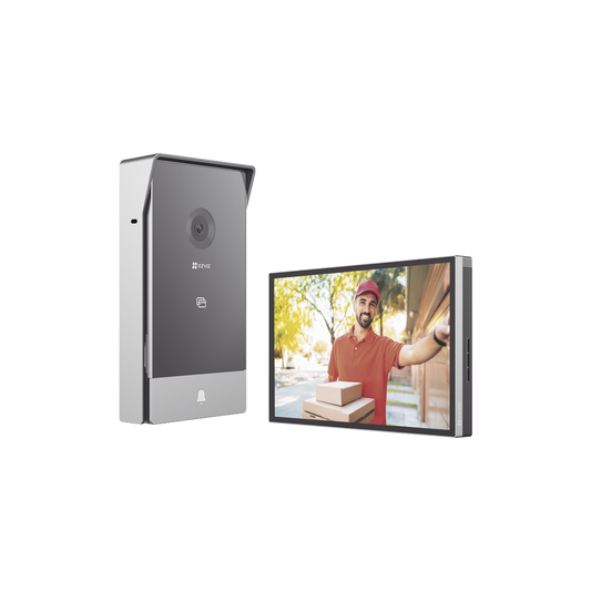 CS-HP7|Videoportero IP Conexión a 2 Hilos / Con Monitor Wi-Fi para Interior / Frente de Calle IP65 Uso En Exterior Debe Tener Protección / Cámara 3 Megapíxel / Llamada a la App / Apertura remota / Soporta 2 Puertas / Ranura para Mic