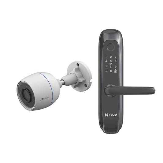 CS-L2S/CAM|Kit de Cerradura Inteligente con Cámara IP Wi-Fi modelo CS-H3C / Apertura Remota desde la App / Códigos Temporales Para Visitantes / Lectura de Huella / Lectura de Tag / Contraseña / Botón para Timbrar / Alarma Anti-intrusion