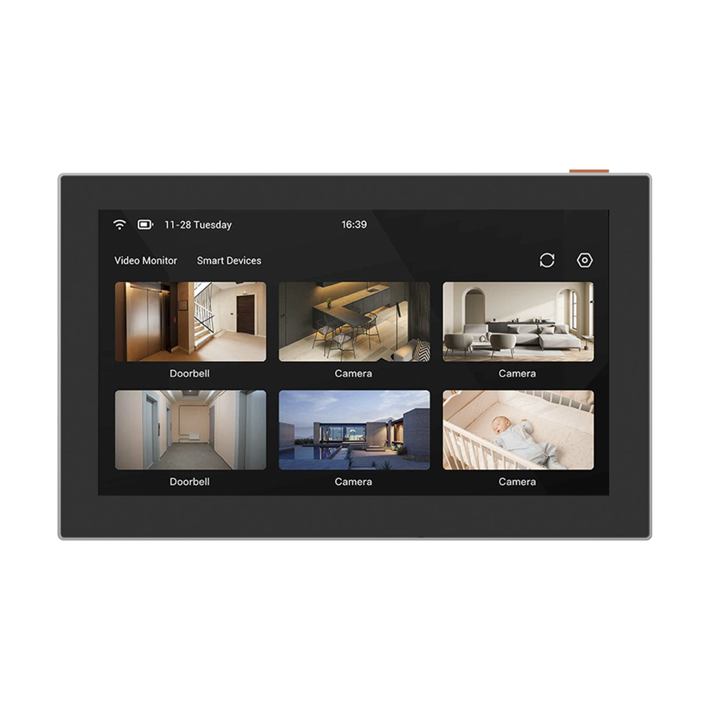 CS-SD7|Pantalla Inalámbrica / Con Batería Recargable 4600mAh / Wi-Fi / Ideal Para Escritoio o Pared / Vista en Vivo de Cámaras EZVIZ / Compatible con Videoportero CS-HP7 para ver Cámara y Apertura Remota / Audio de Dos Vías