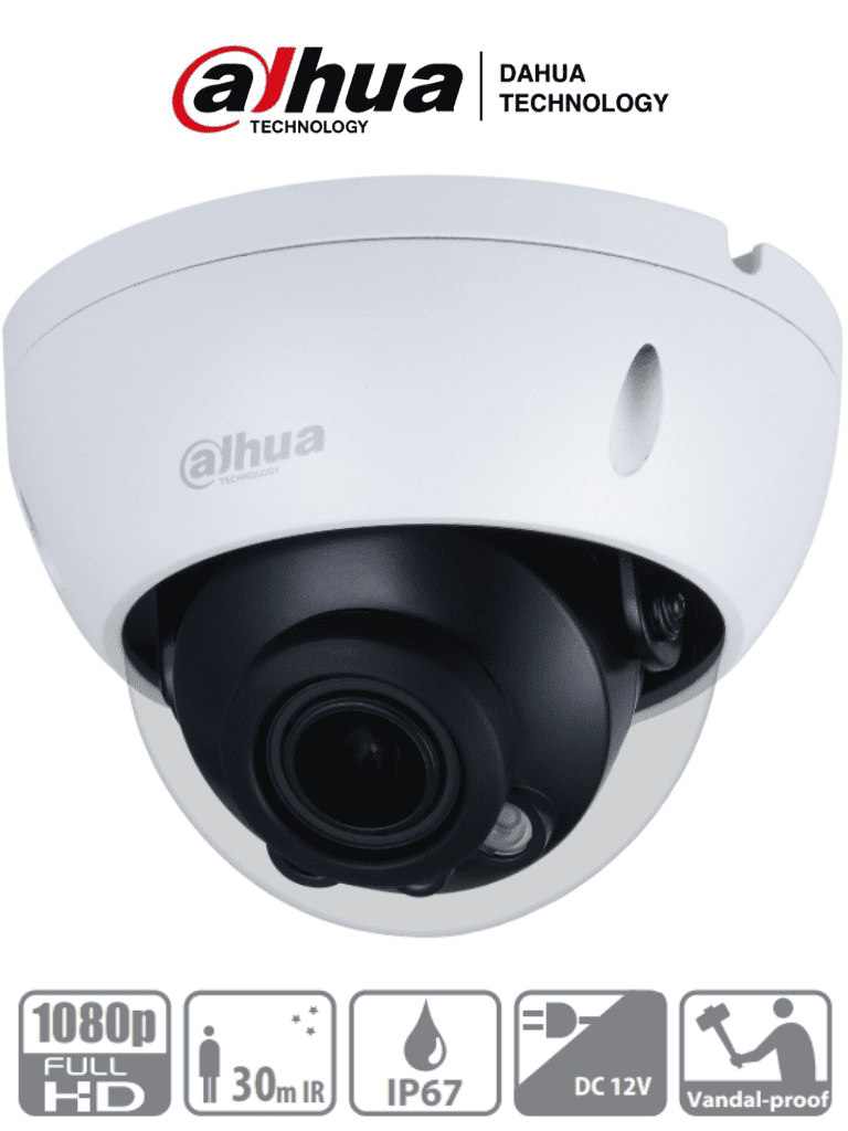 DAHUA HAC-HDBW1200R-Z- C?mara Domo Antivand?lica de 2 Megap?xeles/ Lente Motorizado de 2.7 a 12mm/ IR de 30 Metros/ Metalica/ IP67/ IK10/ Soporta CVI/CVBS/AHD/TVI/ BLC/HLC/DWDR/