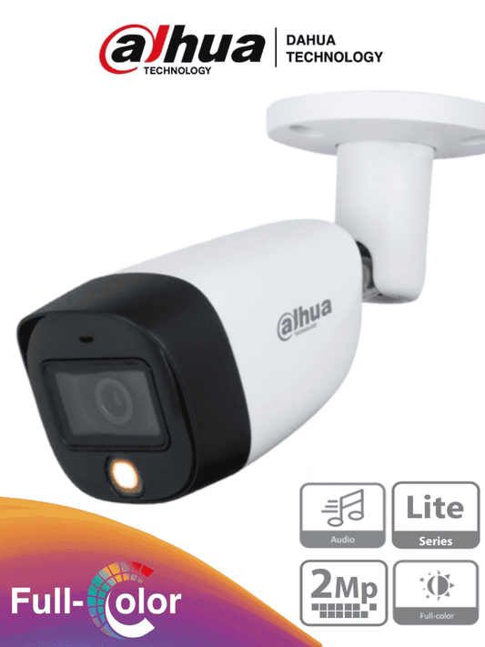 DAHUA HAC-HFW1209CMN-A-LED - Camara Bullet  Full Color 1080p/ Lente de 2.8 mm/ Micr??fono Integrado/ 108 Grados de Apertura/ Metalica/ WDR Digital/ 20 Metros de Iluminacion/ IP67/ Soporta CVI/CVBS/AHD/TVI/