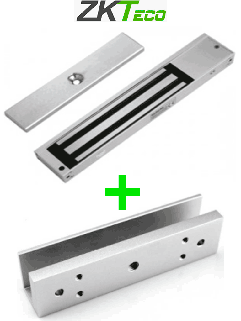 ZKTECO LM200LEDSU - Paquete de contrachapa magn?®tica de 200 Kg a 12 VDC con se??al NC que incluye soporte en U para colocaci??n en puertas de vidrio