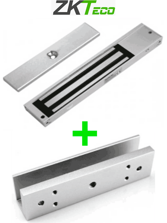 ZKTECO LM200LEDSU - Paquete de contrachapa magn?®tica de 200 Kg a 12 VDC con se??al NC que incluye soporte en U para colocaci??n en puertas de vidrio
