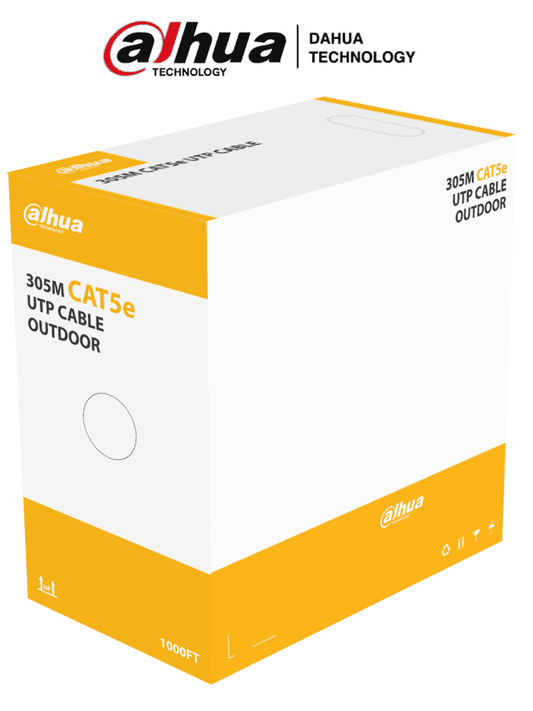 DAHUA PFM920-5EU - Bobina de Cable UTP para Exterior Cat5e/ 100% Cobre/ 305 Metros/ Color Negro/ Cubierta Exterior MDPE/ Cumple con Estandares ANSI/TIA 568-C.2/ Retardante de Llama/ RoHS/
