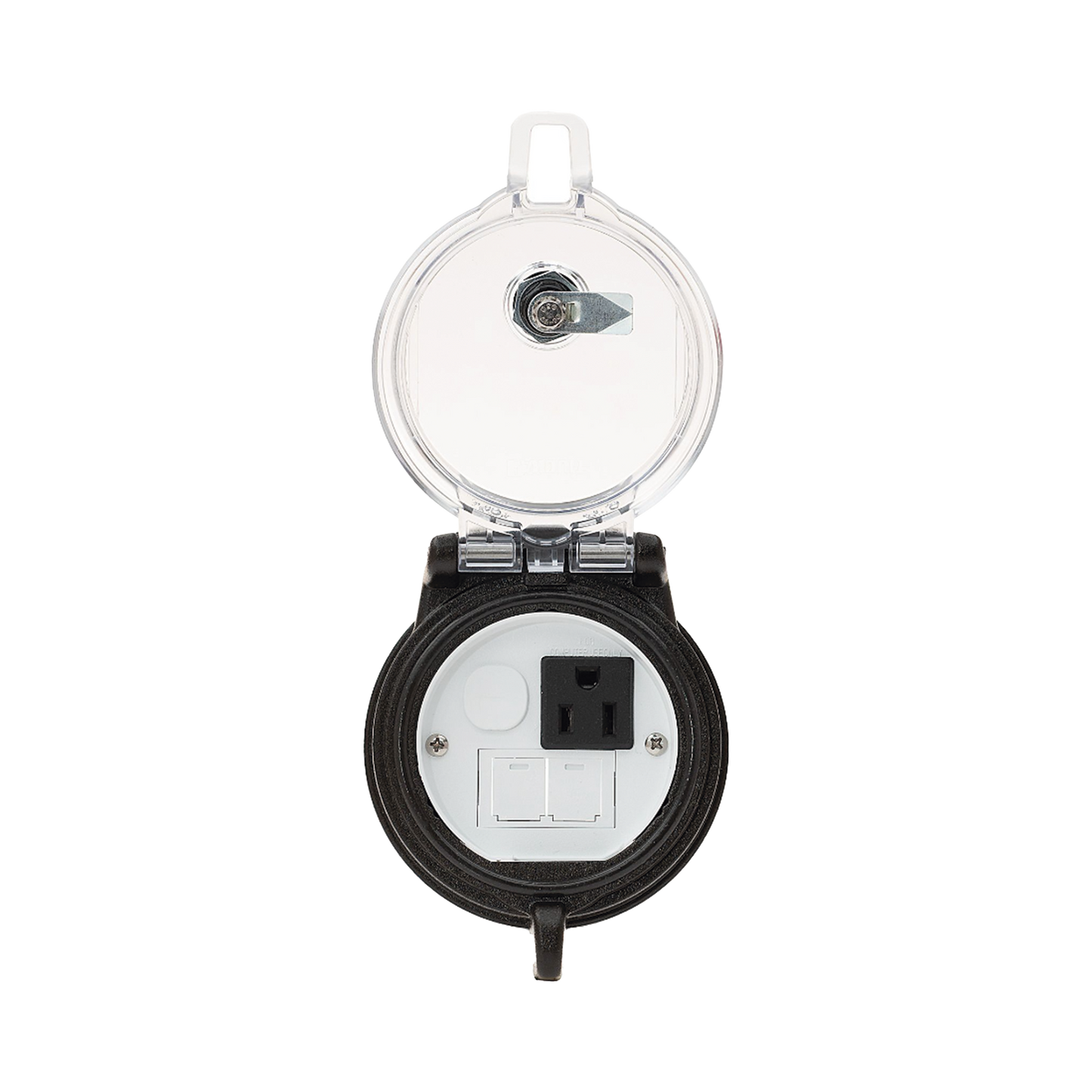 DAP3BC-S0|Dispositivo Circular de Puertos de Acceso a Datos, Con Dos Espacios Para Módulos Mini-Com y Un Receptáculo NEMA 5-15R, Protección IP66, de 3" de Diámetro