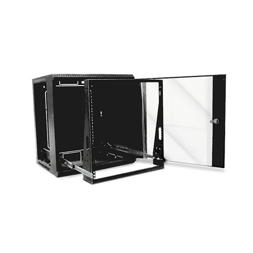 GM-6412UR|GABINETE MURAL 12UR 19" DE 600X640X450 CON PUERTA DE VIIO Y ACCESOS LATERALES NEGRO 10 TORN. TU - ISTEN