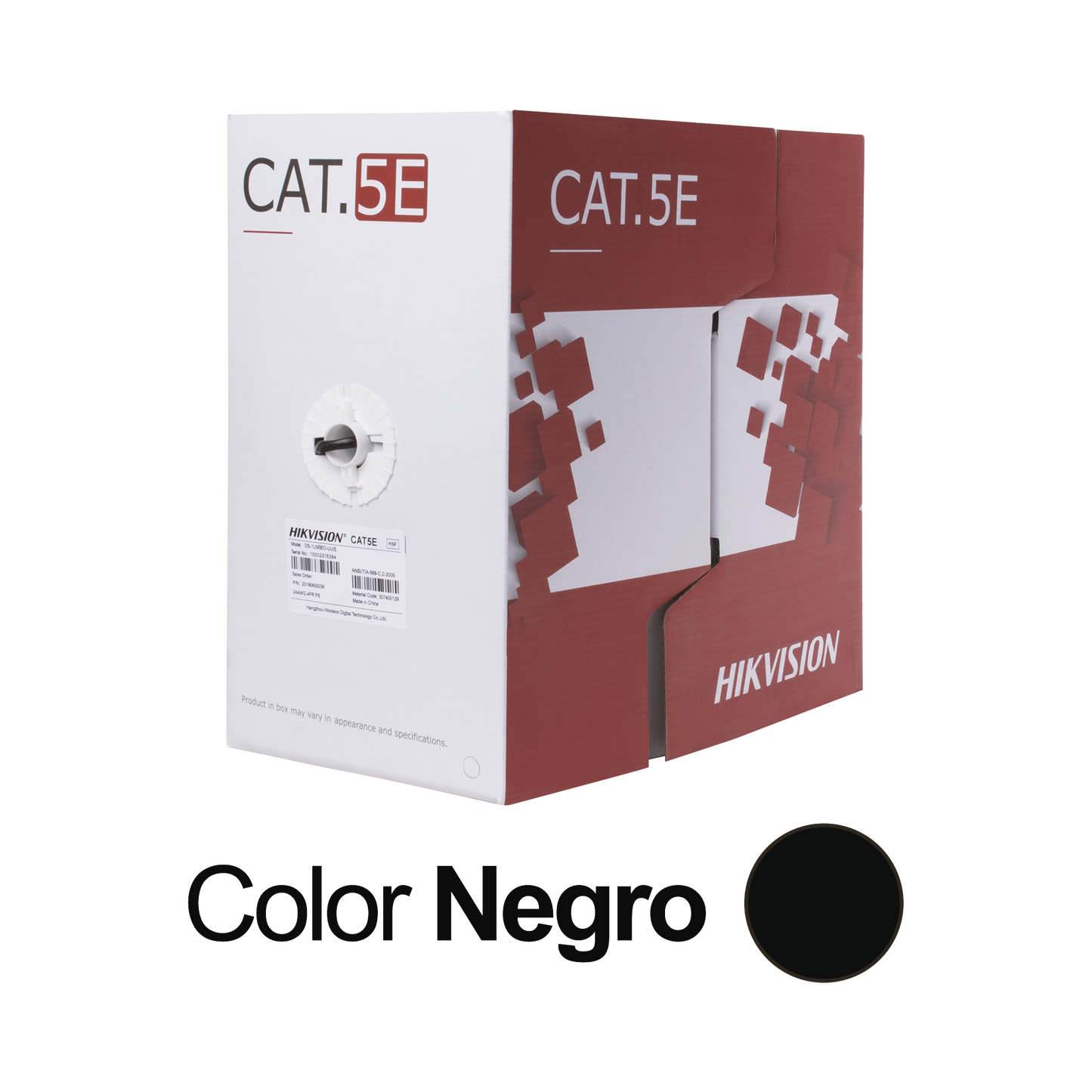 DS-1LN5EO-UU/E|Bobina de Cable UTP 305 Mts / Cat 5E (24 AWG) / Color Negro / PE / Uso en Exterior / 100% Cobre / Aplicaciones de CCTV, Redes de Datos y Enlaces Inalámbricos