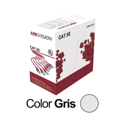 DS-1LN5E-S|Bobina de Cable UTP 305 Metros / Cat5E (24 AWG) / Color Gris / PVC (CM) / Uso en Interior / 100% Cobre / Aplicaciones de CCTV y Redes de Datos