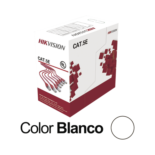 DS-1LN5E-SW|Bobina de Cable UTP 305 Metros / Cat5E (24 AWG) / Color Blanco / PVC (CM) / Uso en Interior / 100% Cobre / Aplicaciones de CCTV y Redes de Datos