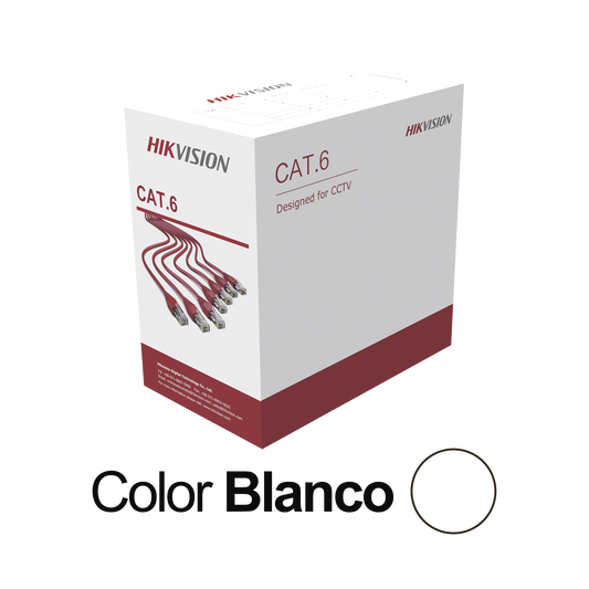 DS-1LN6U-W/CCA|Bobina de Cable UTP 305 Mts / Cat 6 (24 AWG) / Color Blanco / PVC (CM) / Uso en Interior / CCA (Cobre con Aluminio) / Aplicaciones de CCTV y Redes de Datos