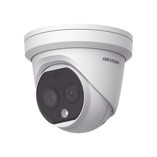 DS-2TD1217-2/QA|Turret IP Dual / Térmica 1.8 mm (160 x 120) / Óptico 2 mm (4 Megapixel) / DetecciÃ3n de Personas 53 mts / 15 mts IR / Exterior IP67 / PoE / Termométrica / DetecciÃ3n de Temperatura / Sirena y Luz / Micro SD 32 GB Incluida
