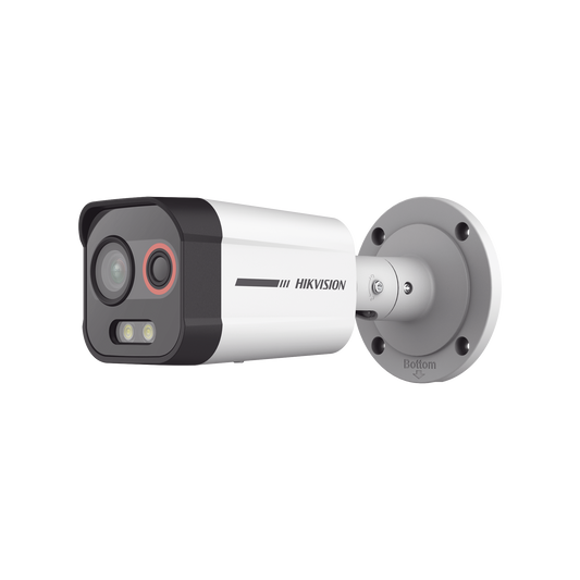 DS-2TD2608-1/QA/FP|Bala IP Dual / Térmica 2.6 mm (96 x 72) / Óptico 6 mm (4 Megapixel) / Detección de Intrusión por VCA 30 mts /30 mts Luz Blanca / Exterior IP67 / PoE / Sirena y Luz Intermitente Integrada / Micro SD / ColorVu y ACUSENSE