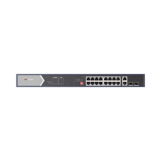 DS-3E0520HP-E|Switch PoE+ / No Administrable / 12 puertos 10/100 Mbps PoE+(30 W) + 4 puertos 10/100 Mbps PoE++(90 W) / 2 puertos 10/100/1000 Mbps + 2 puertos SFP de Uplink / PoE hasta 250 metros / 225 W
