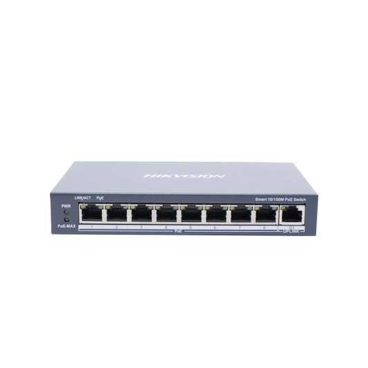 DS-3E1309P-EI|Switch Monitoreable PoE+ / 8 puertos 10/100 Mbps PoE+ / 1 puerto 10/100/1000 Mbps de Uplink / PoE hasta 250 metros / conexi??n remota desde Hik-ParnerPro / 110 W