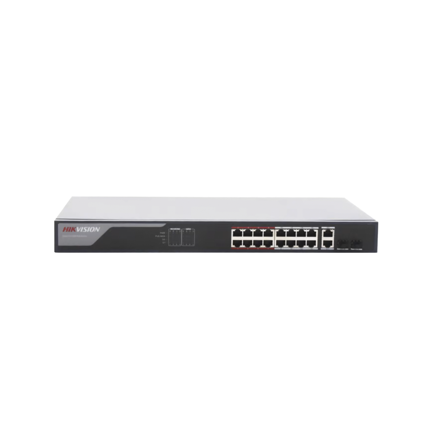 DS-3E1318P-EI|Switch Monitoreable PoE+ / 16 puertos 10/100 Mbps PoE+ / 2 puertos 10/100/1000 Mbps + 2 puertos SFP de Uplink / PoE hasta 250 metros / conexi??n remota desde Hik-PartnerPro / 230 W