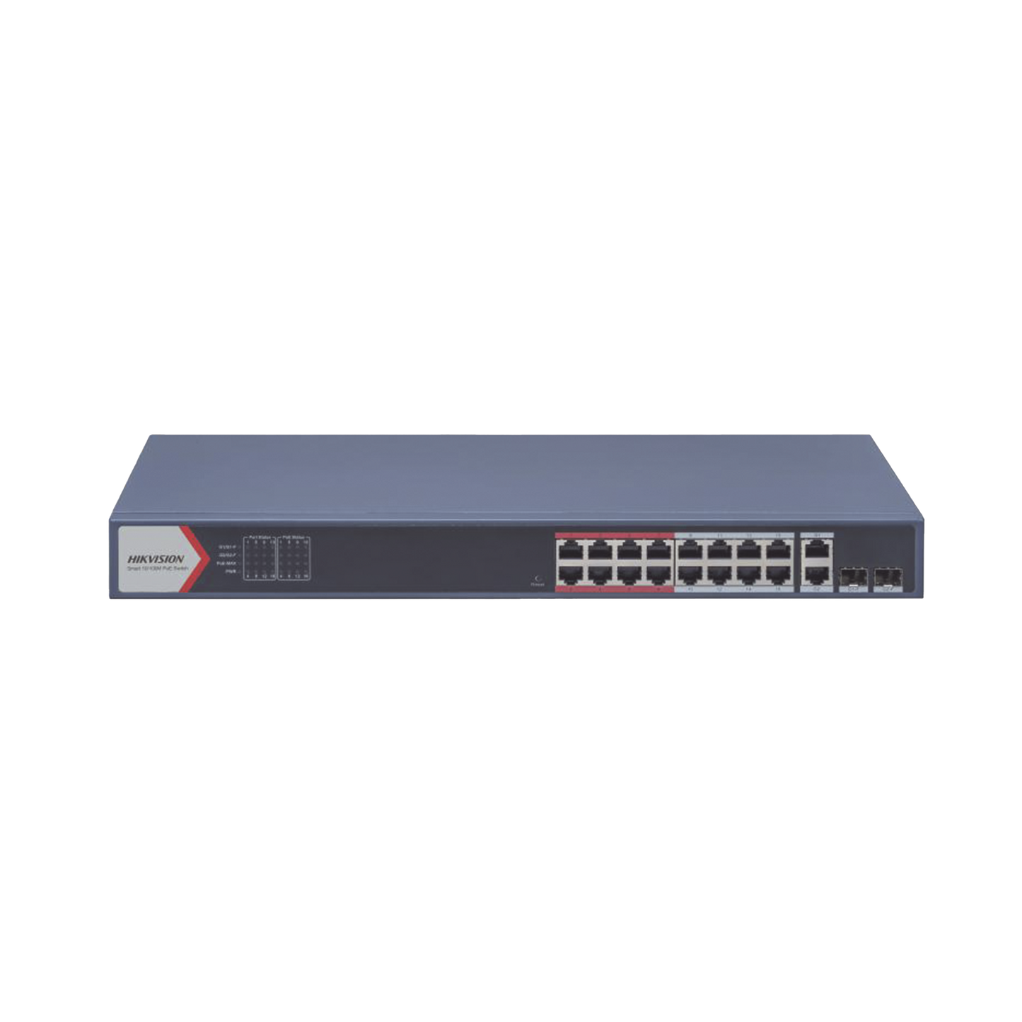 DS-3E1318P-EI(B)|Switch Monitoreable PoE+ / 16 puertos 100 Mbps PoE+ / 2 Puertos 1000 Mbps Uplink + 2 Puertos SFP de Uplink / PoE hasta 300 Metros / Conexión Remota desde Hik-PartnerPro / 230 Watts
