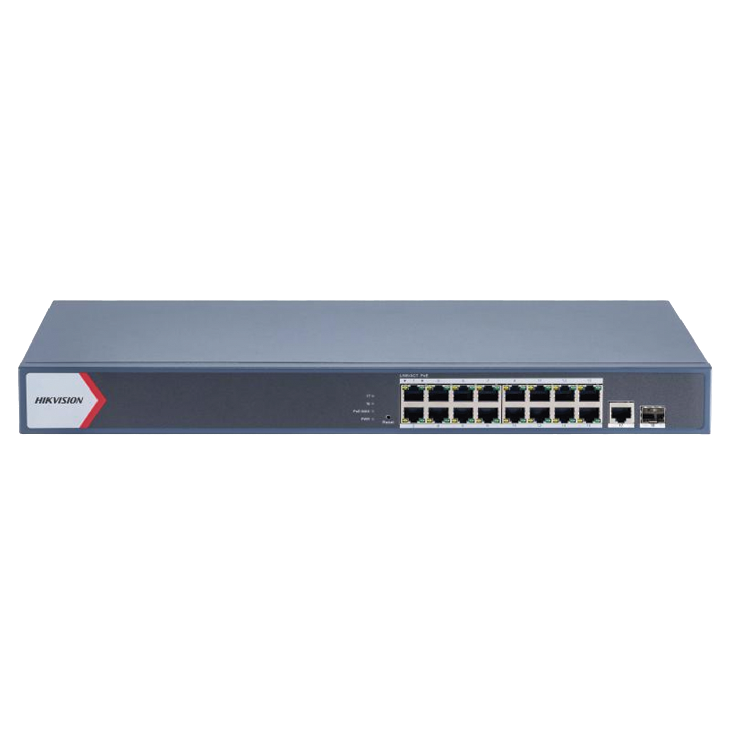 DS-3E1518P-EI|Switch Gigabit PoE+ / Administrable / 16 Puertos 1000 Mbps PoE+ / 1 Puerto 1000 Mbps de Uplink / 1 Puerto SFP / Configuración Remota desde Hik-PartnerPro / Modo Extendido hasta 300 Metros / 130 Watts