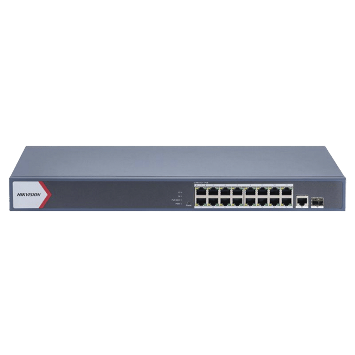 DS-3E1518P-EI/M|Switch Gigabit PoE+ / Monitoreable / 16 Puertos 1000 Mbps PoE+ / 1 Puerto 1000 Mbps de Uplink / 1 Puerto SFP / Configuración Remota desde Hik-PartnerPro / Modo Extendido hasta 300 Metros / 130 Watts