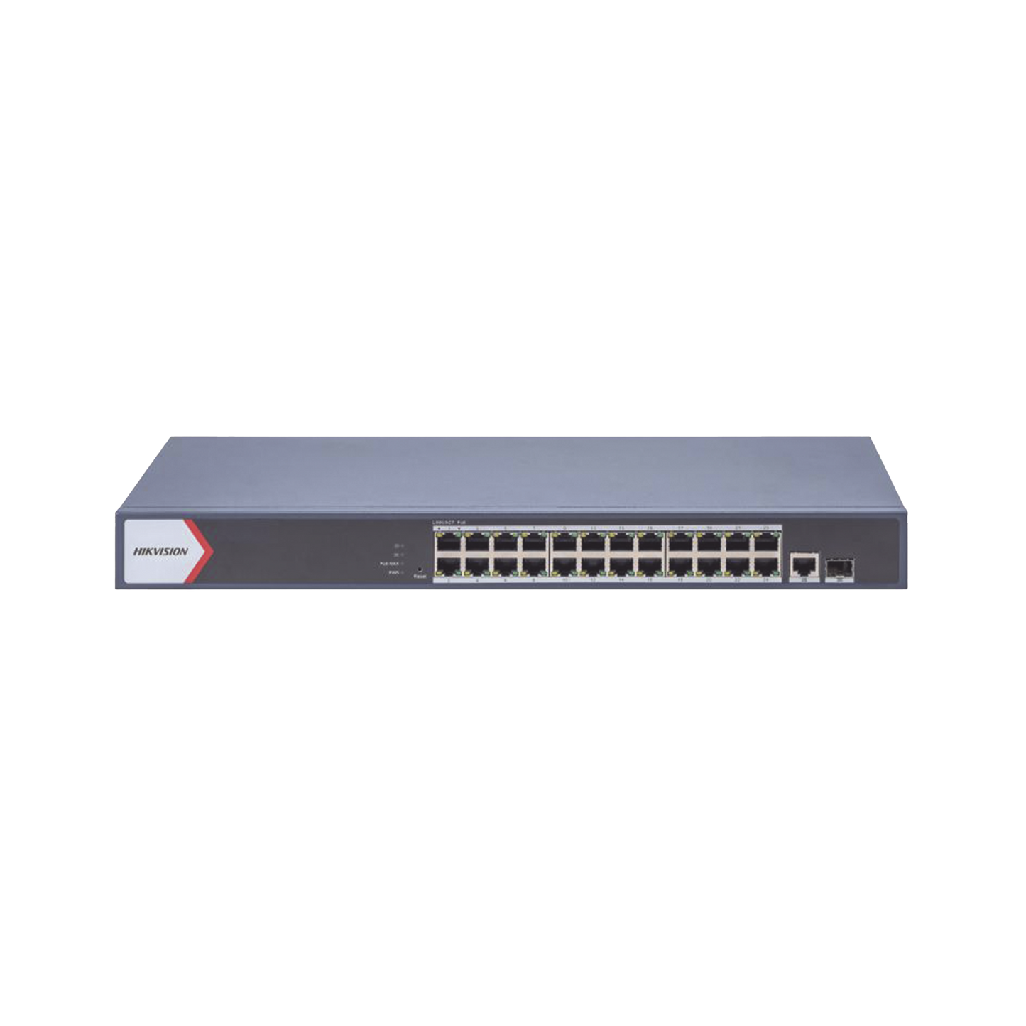 DS-3E1526P-EI|Switch Gigabit PoE+ / Administrable / 24 Puertos 1000 Mbps PoE+ / 1 Puerto 100 uplink / 1 Puerto 1000 Mbps Uplink / 1 Puertos SFP Uplink / Configuración Remota desde Hik-PartnerPro / Modo Extendido hasta 300 Metros / 370 W