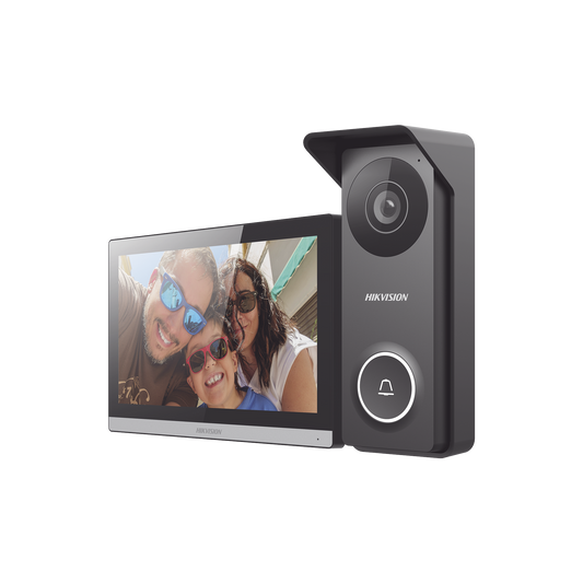 DS-KIS313-P|Kit de Videoportero Hibrido TurboHD con Pantalla LCD touch de 7" Wi-Fi / Frente de Calle para Exterior Metalico / 720p (1 Megapíxel )130° de Visión (Gran Angular) / Llamada a App Hik-Connect