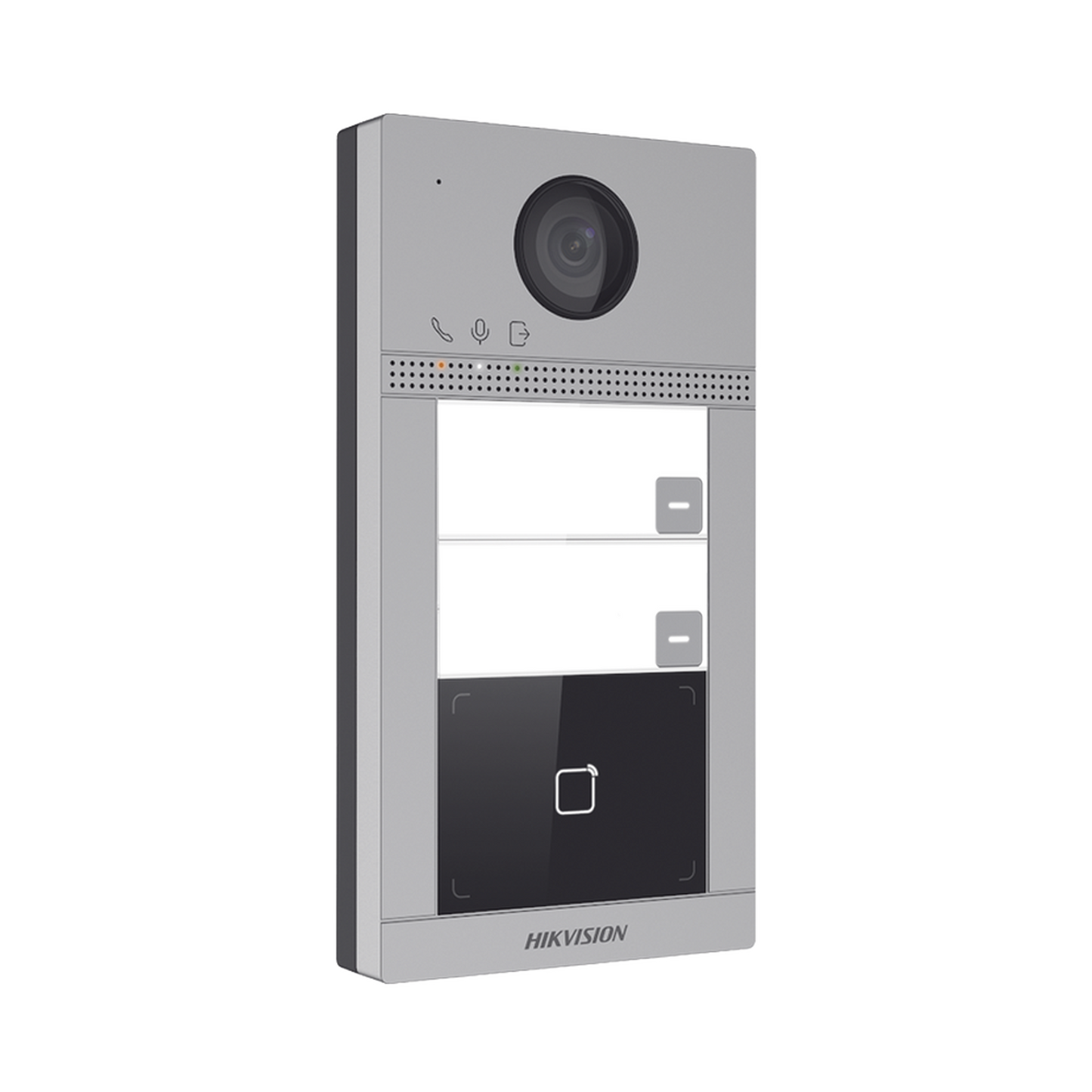 DS-KV8213-WME1(C)|Videoportero IP 2 Megapixel / Llamada y Apertura Remota desde App Hik-Connect (requiere monitor) / PoE / Exterior IP65 + Antivandalico IK08 / 2 Departamentos / Apertura con Tarjeta / Soporta 2 Puertas y hasta 6 Monitores