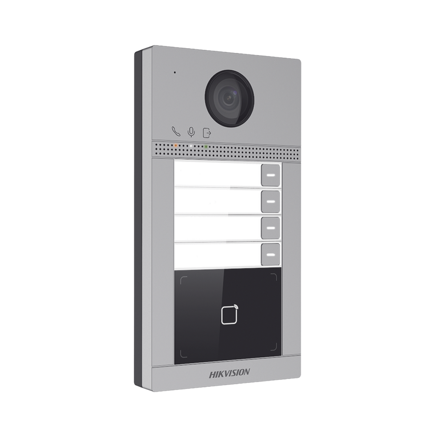 DS-KV8413-WME1(C)|Videoportero IP 2 Megapixel / Llamada y Apertura Remota desde App Hik-Connect (Requiere monitor )/ PoE / Exterior IP65 + Antivandalico IK08 / 4 Departamento / Apertura con Tarjeta / Soporta 2 Puertas y hasta 6 Monitores