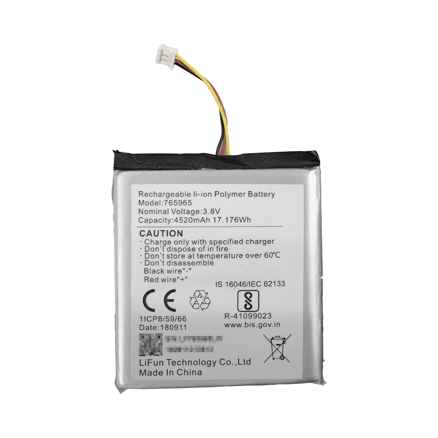 DS-PA-BATTERY|Batería de Respaldo para Panel de Alarma Hikvision / 4520 mAh / Compatible con Paneles AX PRO - AX HUB - Hibrido Versión 1 (DS-PHA64-W4P) y Repetidor AX PRO DS-PR1-WB