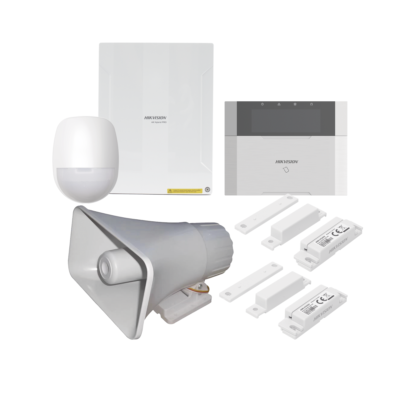 DS-PHA64-LP/PACK(30W)|KIT Panel de Alarma AX HYBRID PRO / 1 Panel Híbrido / 1 Teclado LCD / 1 PIR / 2 Contactos Magnéticos / 1 Sirena de 30 Watts