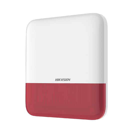 DS-PS1-E-WB/R|(AX PRO) Sirena Inalámbrica con Estrobo Rojo para Exterior IP65 / 110 dB