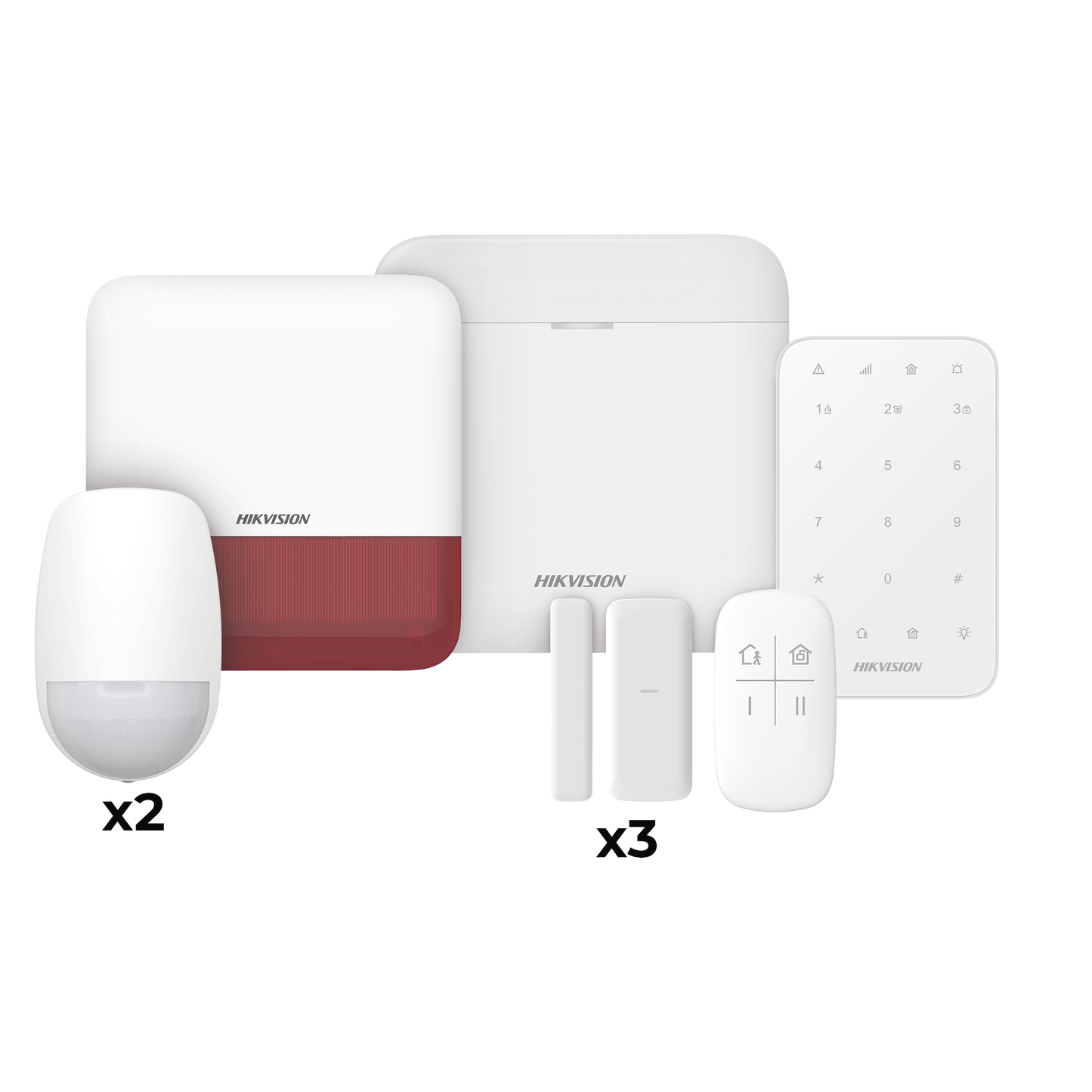 DS-PWA48-FULL-K(R)|(AX PRO) KIT de Alarma AXP RO / Incluye: 1 Hub / 2 Sensores PIR / 3 Contactos Magn?®ticos mini / 1 Control Remoto / 1 Sirena Estrobo en color Rojo Inalambrica Exterior /1 Teclado Inal?ímbrico / WiFi / Compatible con Hik-Connect P2P