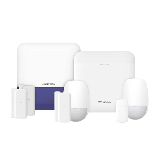 DS-PWA48-KSV2|(AX PRO) KIT de Alarma AX PRO con GSM (3G/4G) / Incluye: 1 Hub con bateria de respaldo / 2 Sensores PIR / 3 Contactos Magn?®ticos mini / 1 Control Remoto / 1 Sirena Inalambrica Exterior  / WiFi / Compatible con Hik-Connect P2P